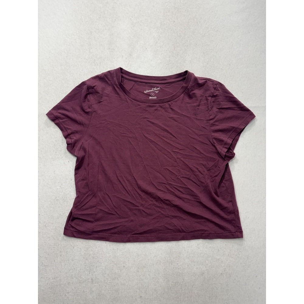 Universal Thread Shirt Womens Medium Purple Crew Neck Short Sleeve Cropped Tee